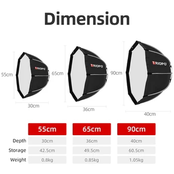 TRIOPO KS2-65 Photographi Lightbox KS65cm Foldable Octagon Softbox Bracket Mount Soft Box for Godox Yongnuo Speedlite product image