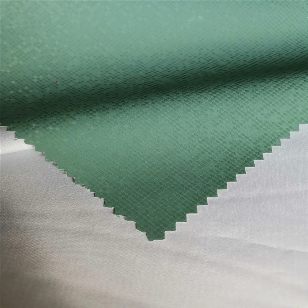 PU transfer laminated 75d 240T 100% polyester pongee PU film fabric for down jackets
