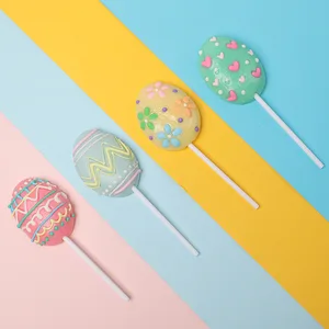 Customized 40g Large Lollipop Easter Fruit Hard Candy Internet Celebrity Casual Snack Children's Day Gift Stick Ball Export