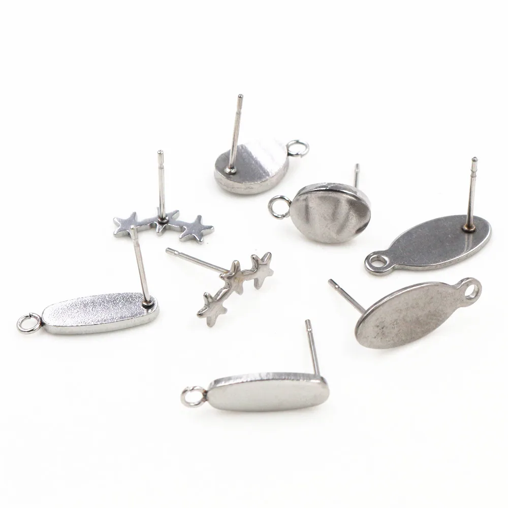 10 Pieces Of Diy Stainless Steel Stud Earring Base Post Pin Earrings Earwear 