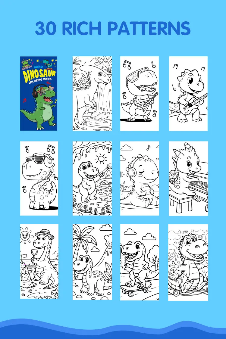 product custom new cognition tri fold dinosaur band creative scene reusable puffy stickers coloring book set for kids student-9