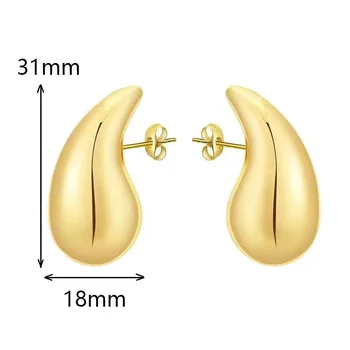 2023 Fashion Designer Stainless Steel 18k Gold Plated Hollow Thick Teardrop Earrings Factory Direct Sales