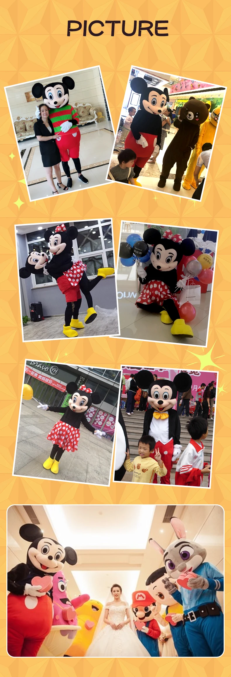 Classic Mascot Costumes - Mickey and Minnie Mouse Adult Size