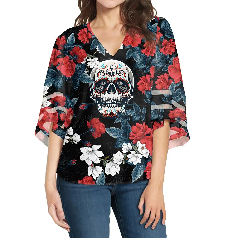 plus size skull blouse