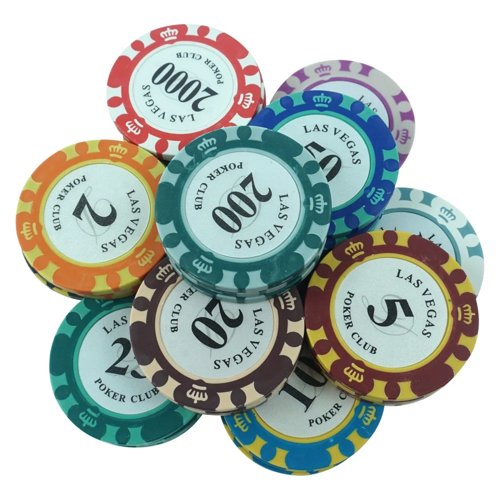 2 Tone Poker Chips Clay 14g 40mm Las Vegas 3 Crowns Chips White Number
