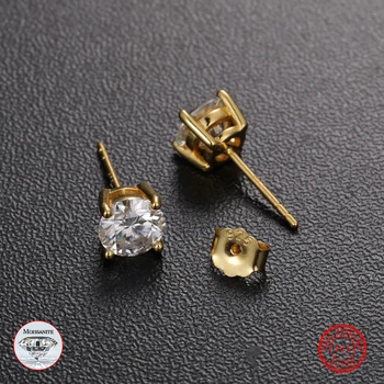 2022 Trendy Fashion Women Jewelry Luxury Classic Gold Plated 925 Sterling Silver Lab Grown VVS Moissanite Diamond Stud Earrings