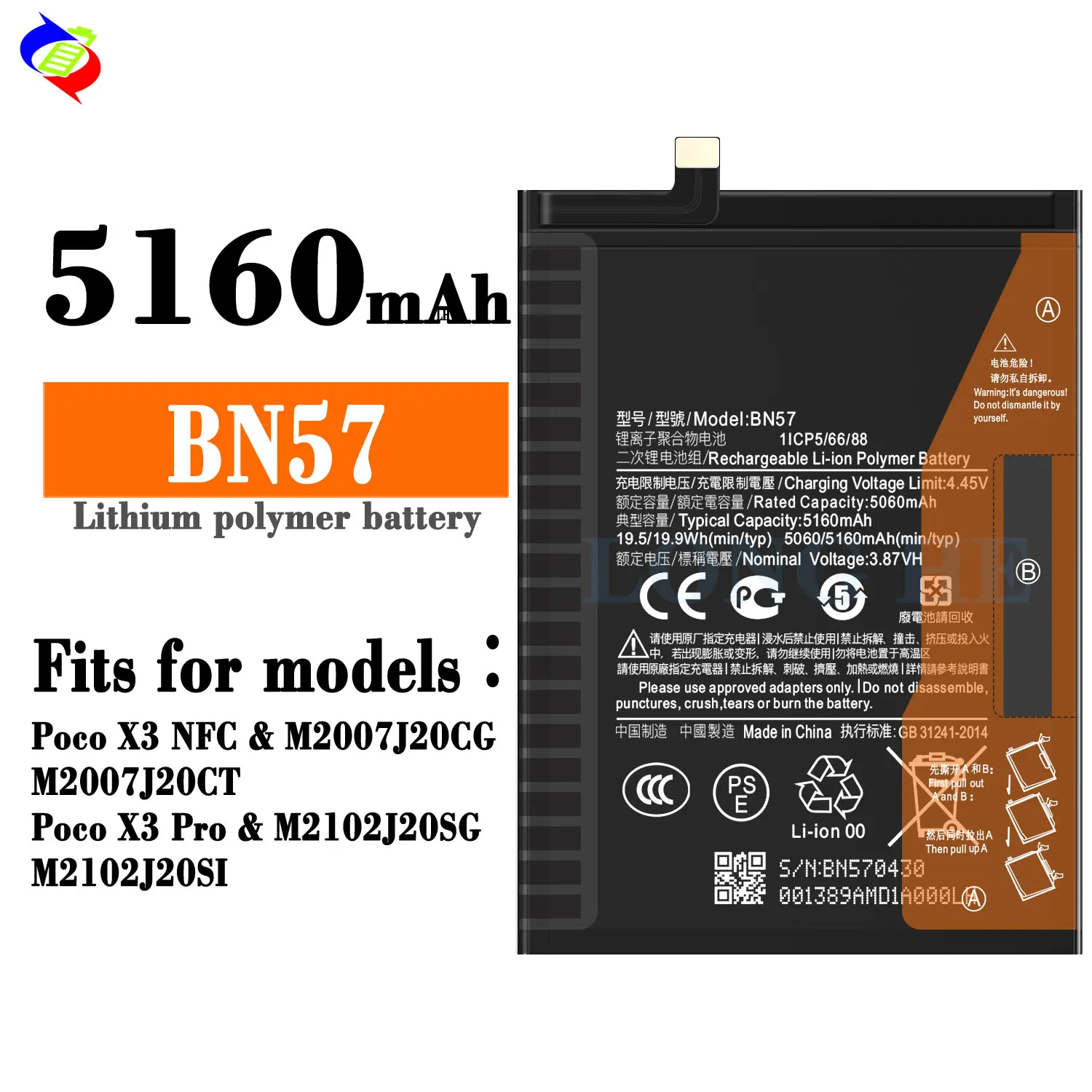 Batteria Xiaomi Poco X3 Pro/X3 NFC - 5160mAh, Ricambio Premium Con Kit Strumenti Per Sostituzione - Foto 10