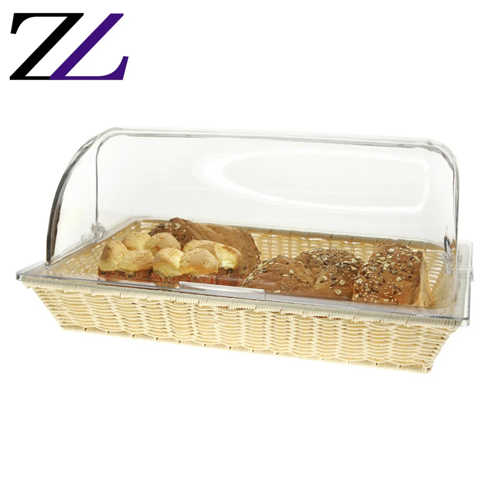 Tableware Buffet Serving Set Fruit Display Bread Basket Holder for Restaurant Ratta Fermentation Snack Bread Basket with Cover