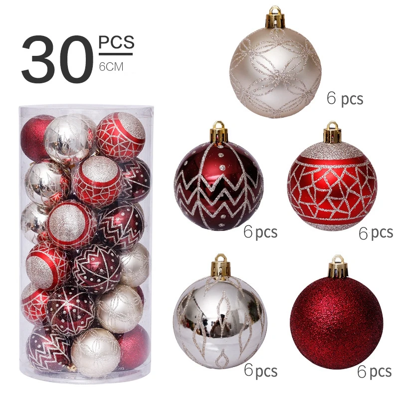 6 Pcs Christmas Tree Xmas Sequin Balls Decoration Baubles Party Wedding Ornament 