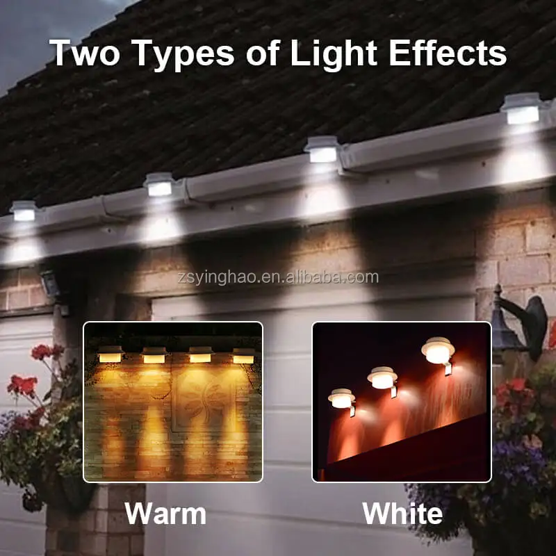Solar Gutter Light IP65 Waterproof Decor Garden ABS Solar Wall Gutter Lamp Led Solar Yard Lights Outdoor for Fence