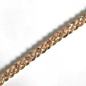 New Arrival Brass Gold Sandblast Diamond Cut Curb Chain Nickel-Free Metal Jewelry Findings with Bag Packed