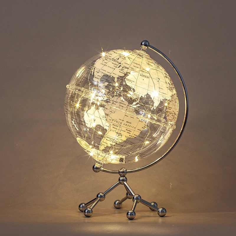 Wellfun LED Lights Map Glass Rotating LED Ball String Lights LED Lights Map Novelty Gifts Globe Earth Globe Decor Globe