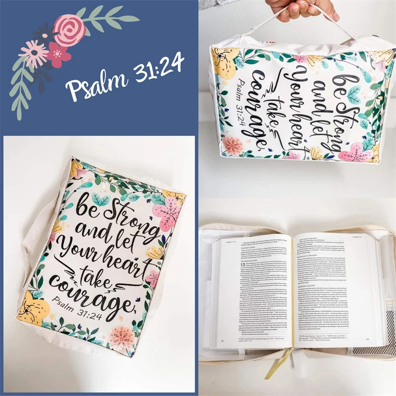 New Arrival Canvas Study Bible Case Holy Cover Pattern Convenient Handle Covers for