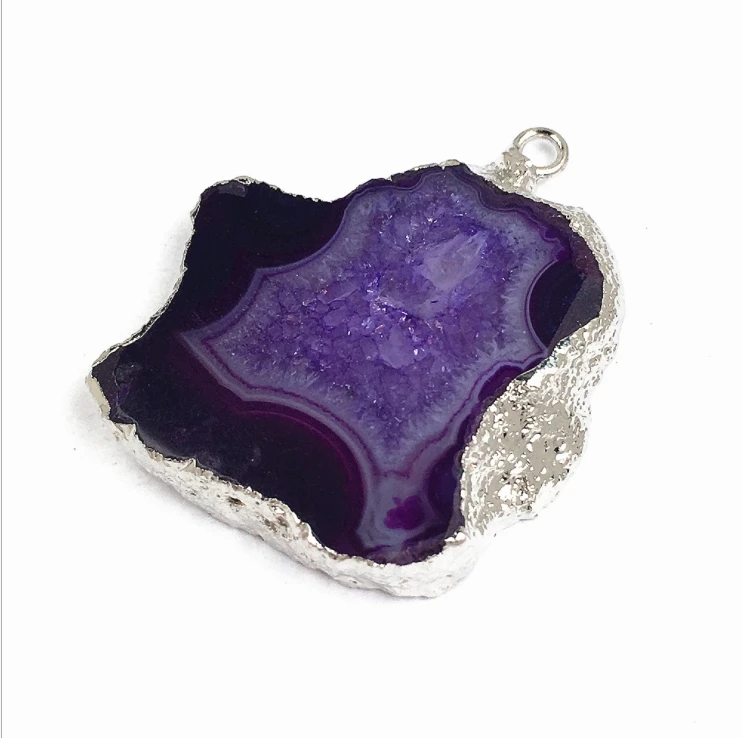 Natural Charm Healing Energy Irregular Raw Agates Druzy Stones Aura Agates Slice Pendants