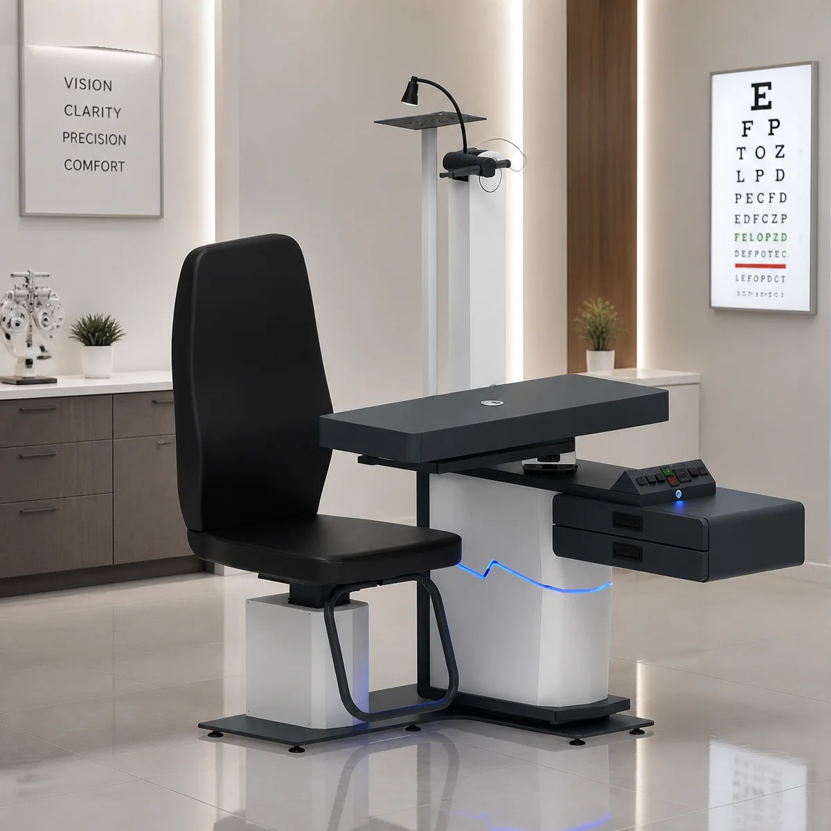 Optical Store Equipment Height Adjustable Fully Automatic Optometry Ophthalmic Unit Chair LY-500