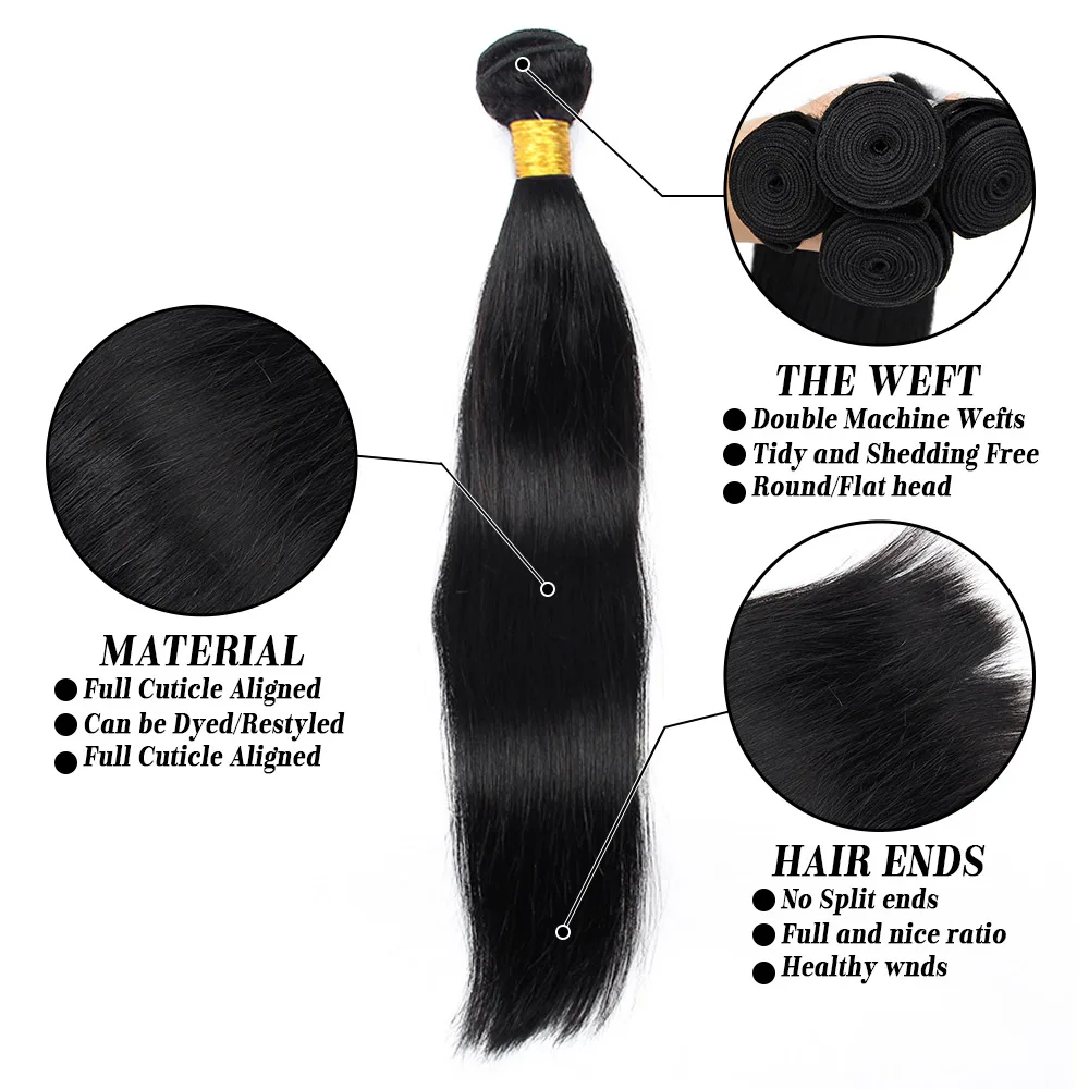 Raw 10A Peruvian Hair 40 Inch | Wholesale Virgin Human Hair Bundles with Lace Frontal Closure