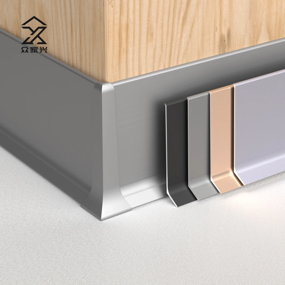 Moden Luxury Water Proof Wall Foot Decoration Aluminum Alloy Edge Tile Trim accessories profile Skirting Board details