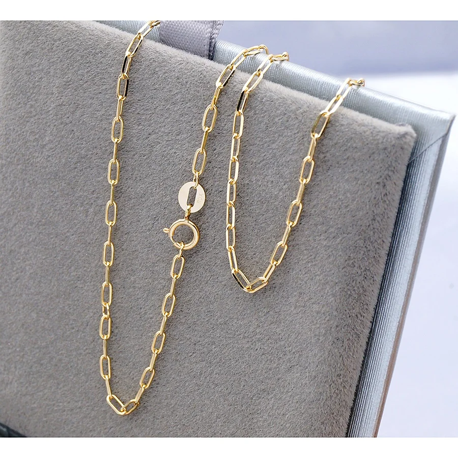 Wholesale Hot Design Pure Solid Gold 10K Paper Clip Chains