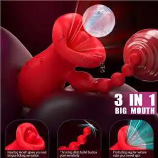 Vibratore 2 in 1 all'ingrosso per succhiare il clitoride con perline anali, giocattolo sessuale per la masturbazione femminile e il piacere della lingua_voghion.com