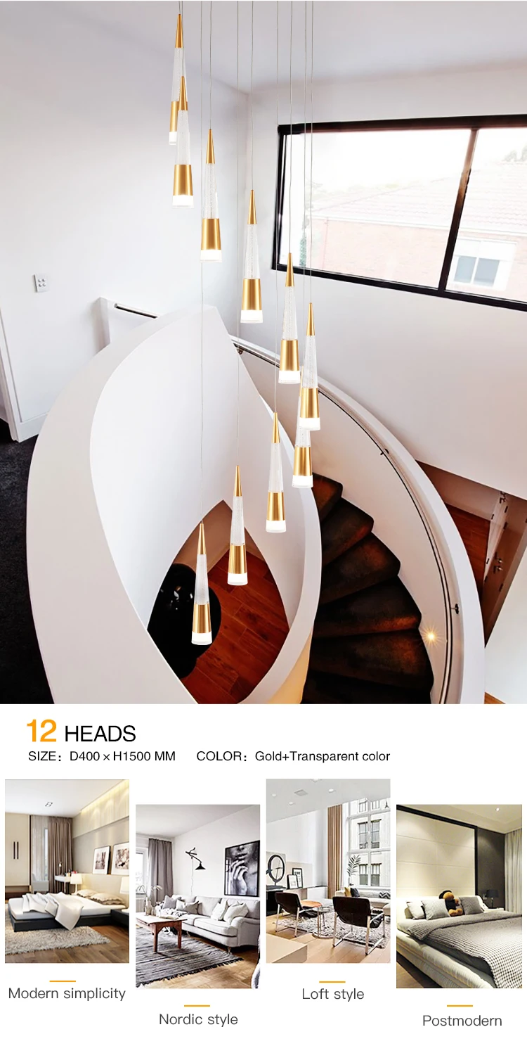 Modern Newest Pendant Lamp Interior Design Aluminum Pendant Lights For Home Staircase Decorative