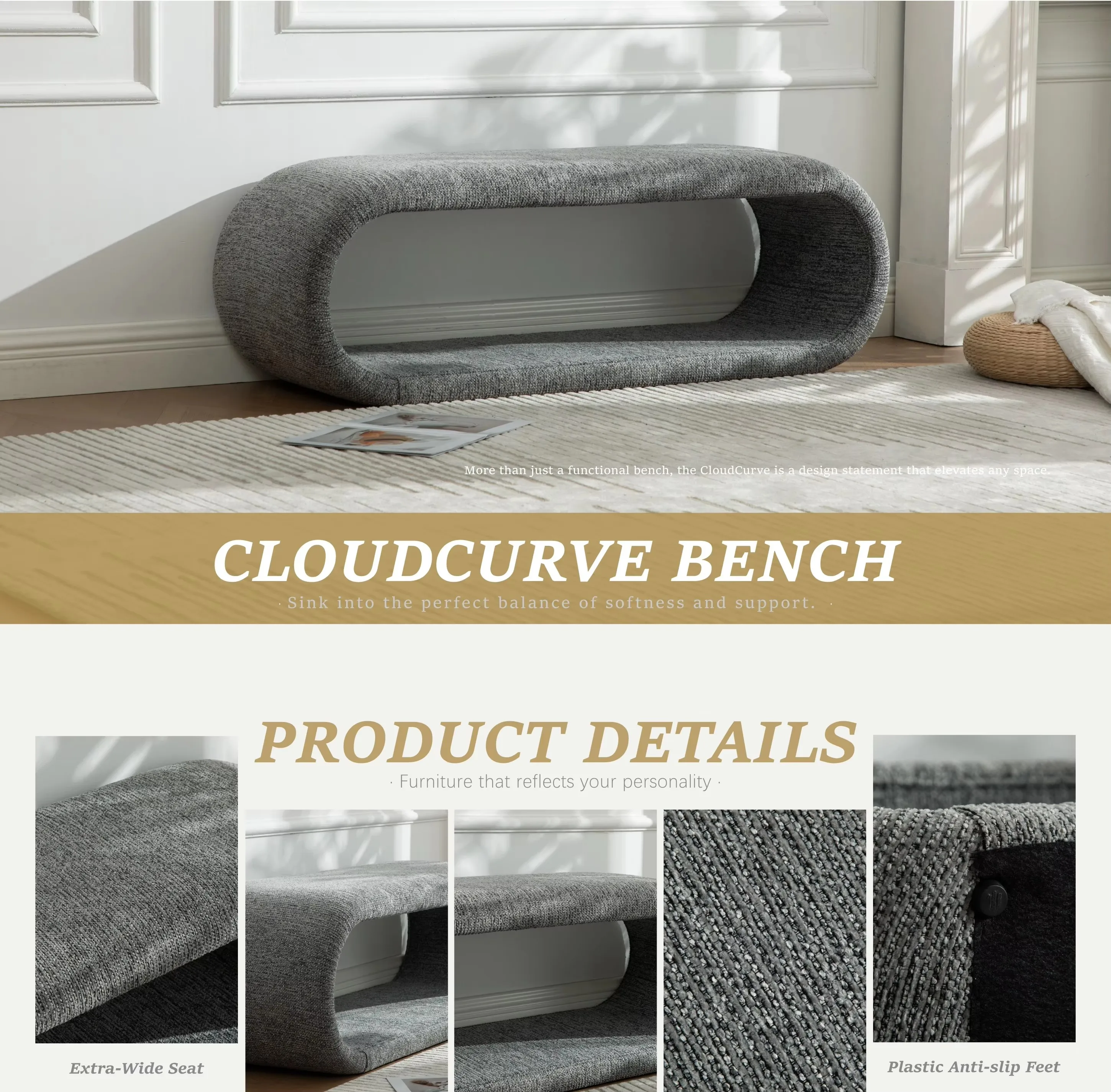 Elvarenae Orelle Open-Shelf Bench — product detail