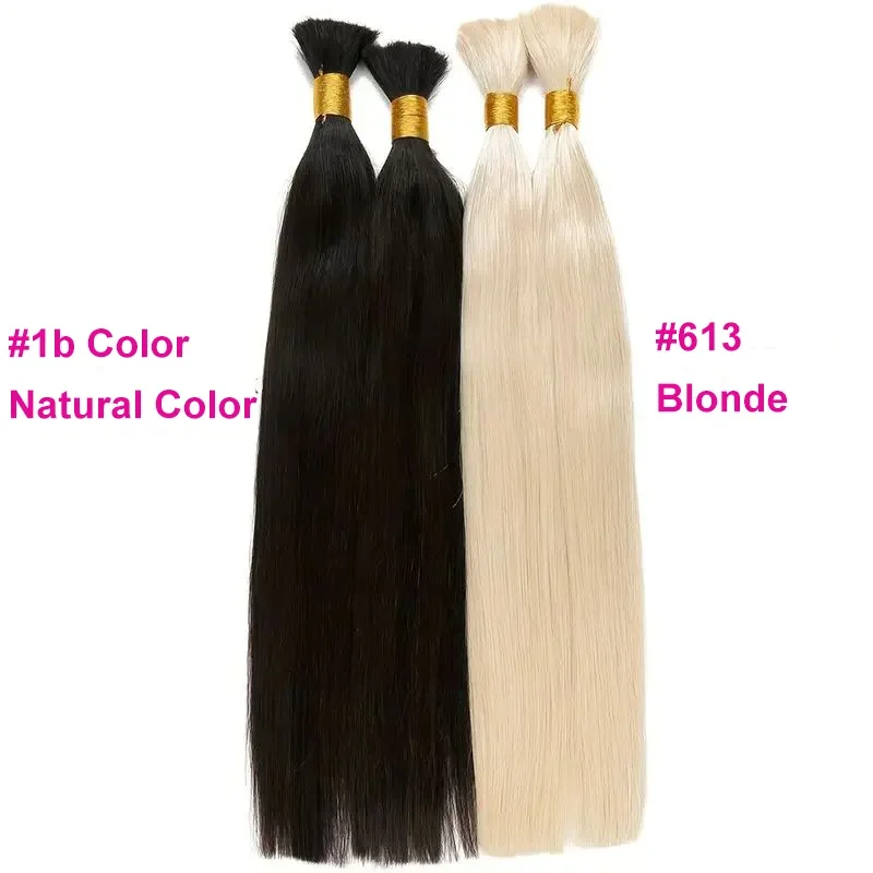 Blond włosy ludzkie warkoczyki doczepiane bez osnowy nieprzetworzone 50g 16-24 cali_voghion.com