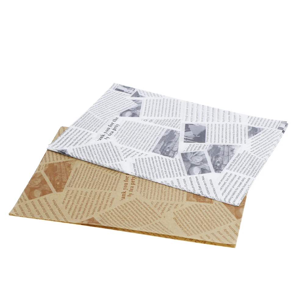 New fast printed food wrapping packaging deli hamburger wrapper burger wrap greaseproof sandwich paper