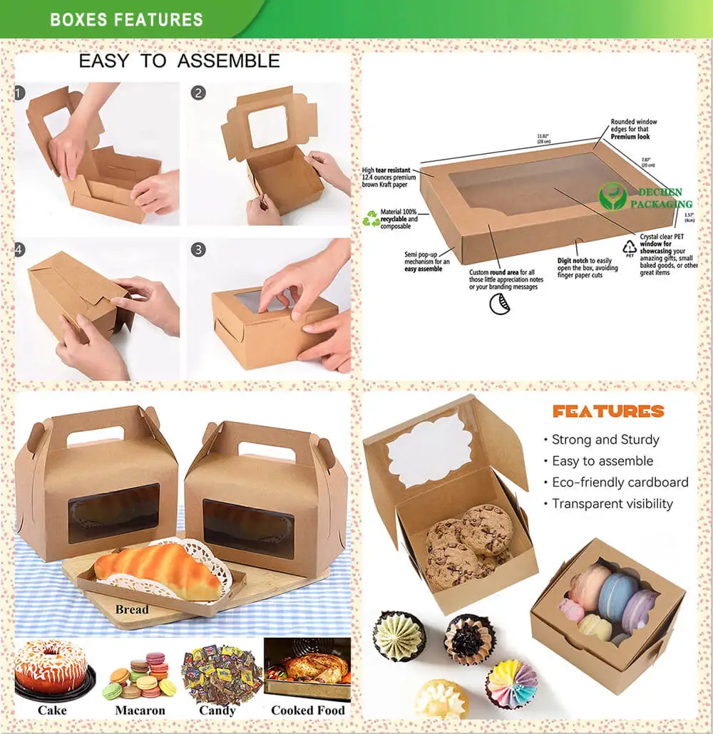 Macarom Boxes With Window Macaron Storage Box Chocolate Cookie Paper Inset