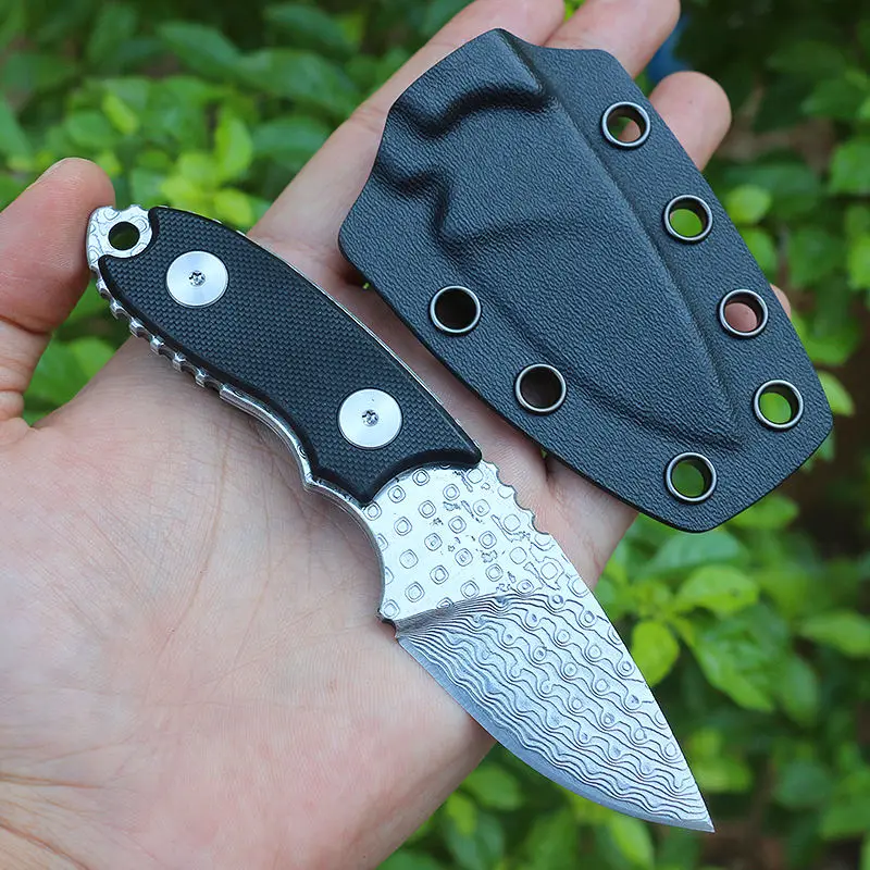 Премиум Дамасская сталь открытый нож с фиксированным лезвием охотничий рыболовный ручкой G10