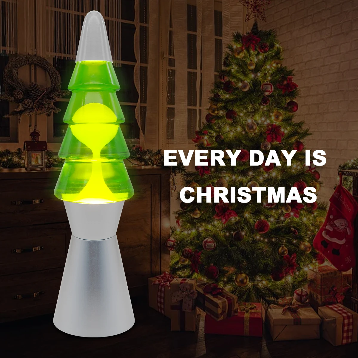 Factory Custom Manufacturer Christmas Tree Unique Design Silver Base LAVA Lamp for Bedroom
