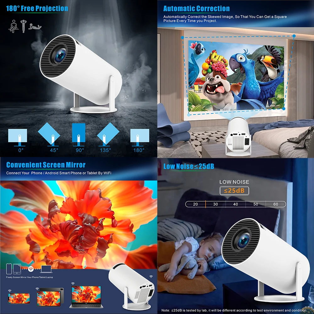 3D Smart Hy300pro Projector Android Led Video Mini Beamer 4K Portable Hologram Laser Home Theater 4K Mini Projector