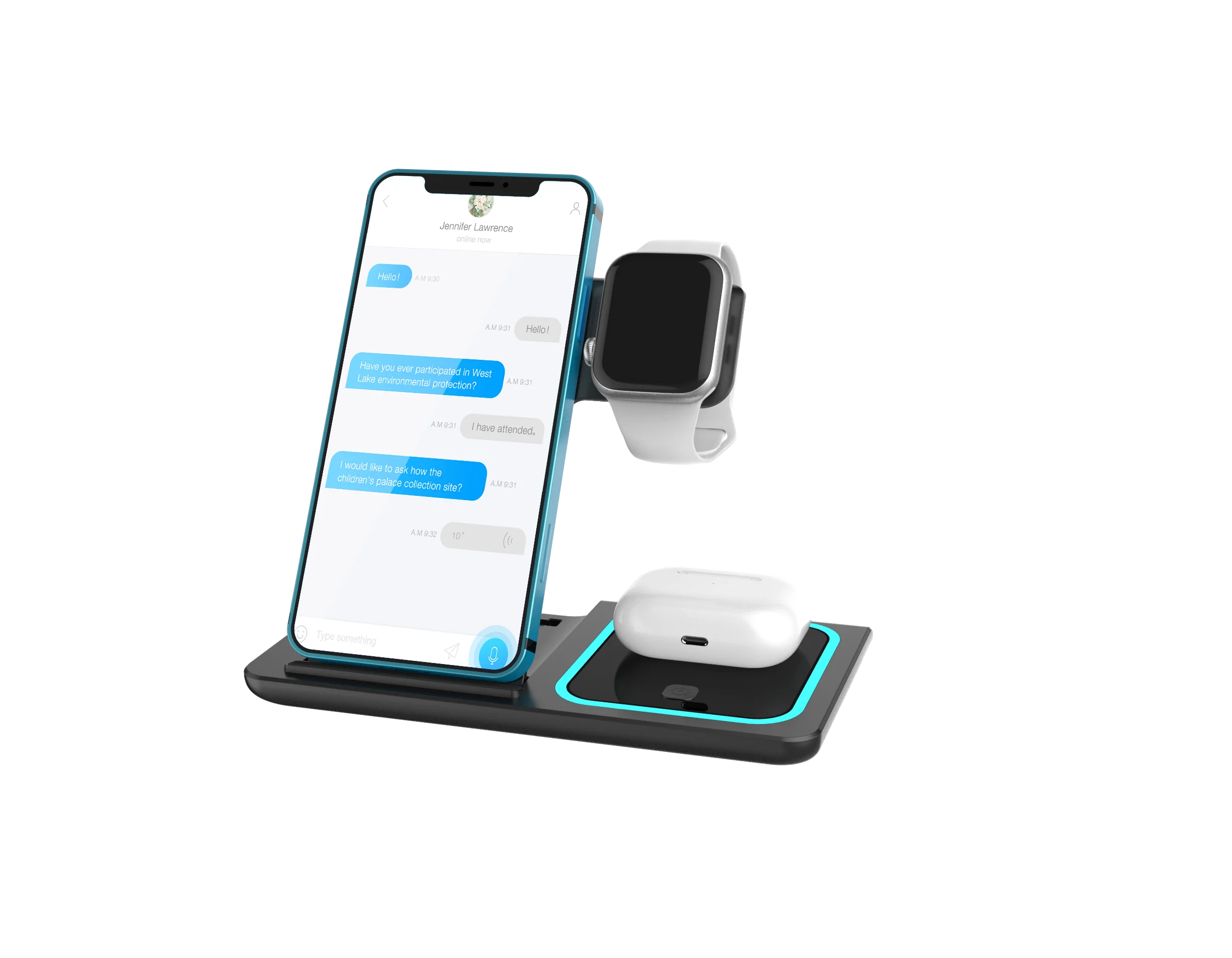 2023 Most Popular 3 in 1 Foldable Phone Stand Wireless Charger With Dual Coils for Mobile Phone Charging/Earphone/Smart Watch