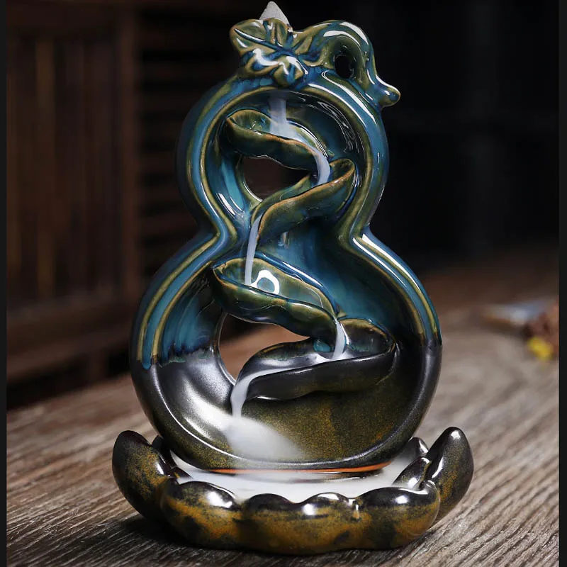 Ywbeyond New Design Backflow Incense Holder Ceramic Censer Waterfall Islamic Round Square Lotus Cones Incense Burner