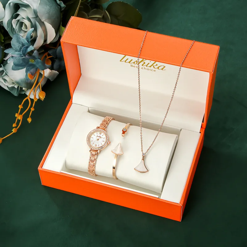 Lushika Rose Gold Women\'s Watch LUSHIKA Luxury Rose Gold Quartz Watch Jewelry Set for Women  main image 2