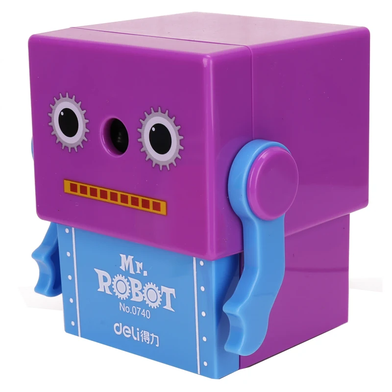 デリ0740赤い漫画子供用ロボット鉛筆削り手回し学生自動送り鉛筆