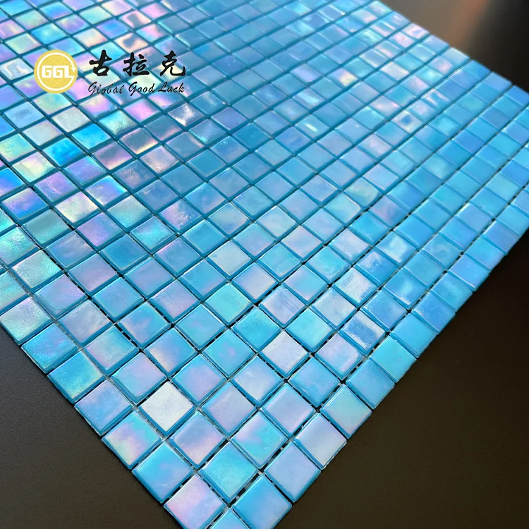 Blue crystal glass mosaic tiles cheap swimming pool tile backsplash