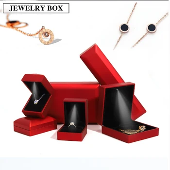 High Quality Jewelry Storage Boxes Presentation Necklace Pendant Jewel Case Velvet Leather Ring Packaging Box Display