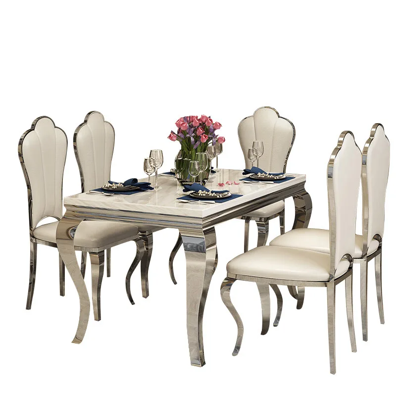 Marble and Granite Dining Table Set Dining Room Furniture Luxury Modern for 6