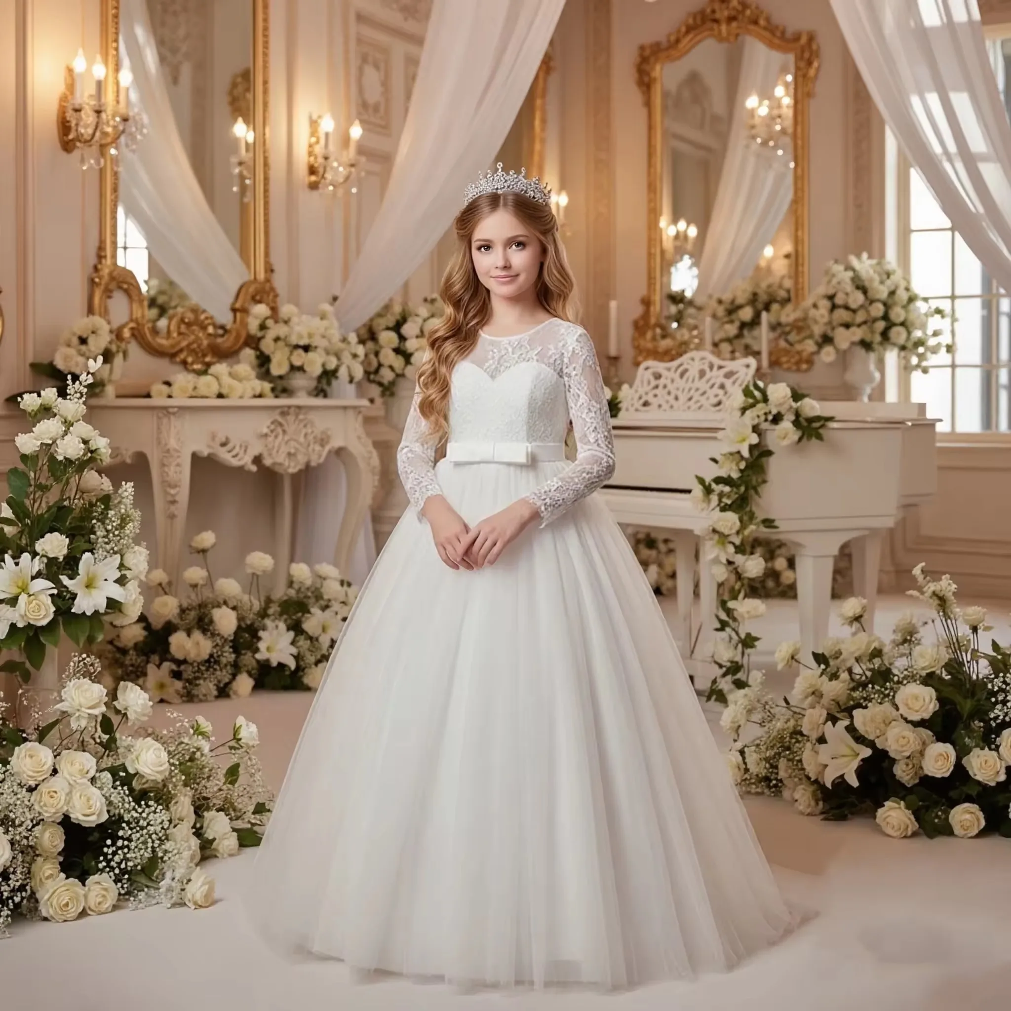 Exquisite Long Sleeve Kids Evening Dress for Girl Princess Party Wear High Quality Child 10 Year Old Dresses for Girl Exquisite Long Sleeve Kids Evening Dress for Girl Princess Party Wear High Quality Child 10 Year Old Dresses for Girl