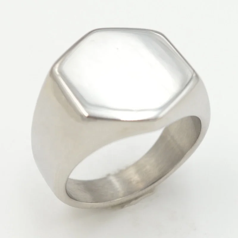 Hexagon Signet Ring Blank Signet Jewelry Rings 18K Gold Plated