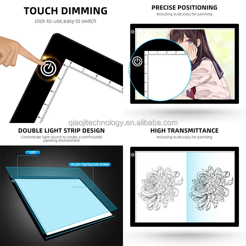 A2 Large Ultra-thin LED Light Pad Box Painting Tracing Panel Copyboard  Stepless Adjustable Brightness USB Powered for Cartoon Tattoo Tracing  Pencil