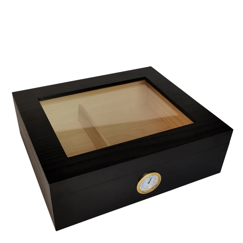 Vanace Custom Logo Black Spanish Cedar Cigar Cases