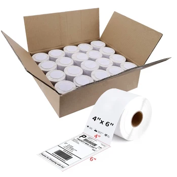 High Quality A6 Self Adhesive Custom 4 X 6 Barcode Direct Thermal Shipping Printed White Thermal Labels Printer Sticker