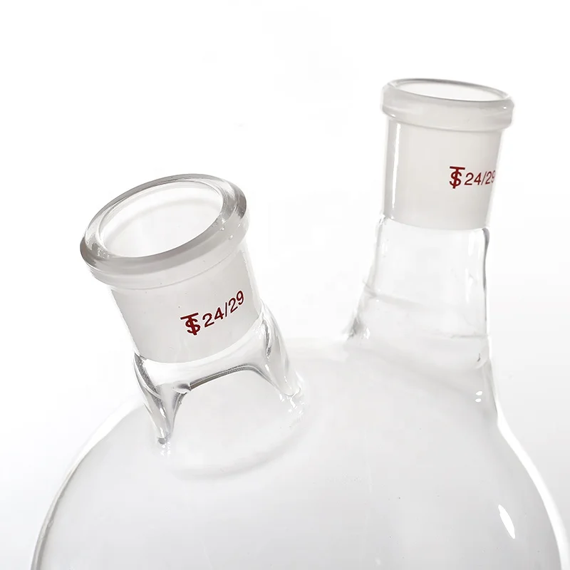 Laboratory 1000ml Glass Round Bottom Two Neck Boiling Flask