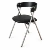 Black Faux Leather Seat, Stainless-Steel Frame