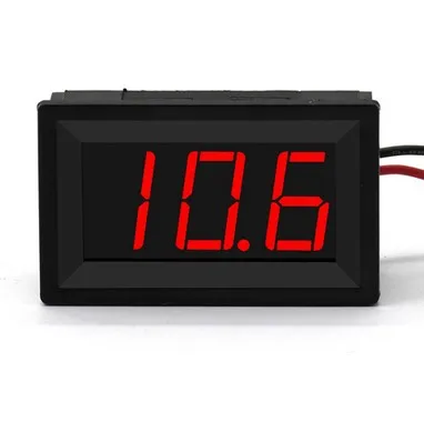 12V/24V Car Motorcycle 3 Digit LED Panel Voltmeter w/ Low Voltage Buzzer Alarm 