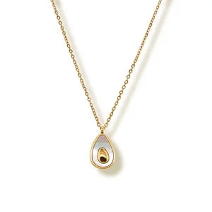 18K Gold Plated Stainless Steel Avocado Pendant Necklace with Trendy Link Chain for Women Perfect Party Jewelry Gift
