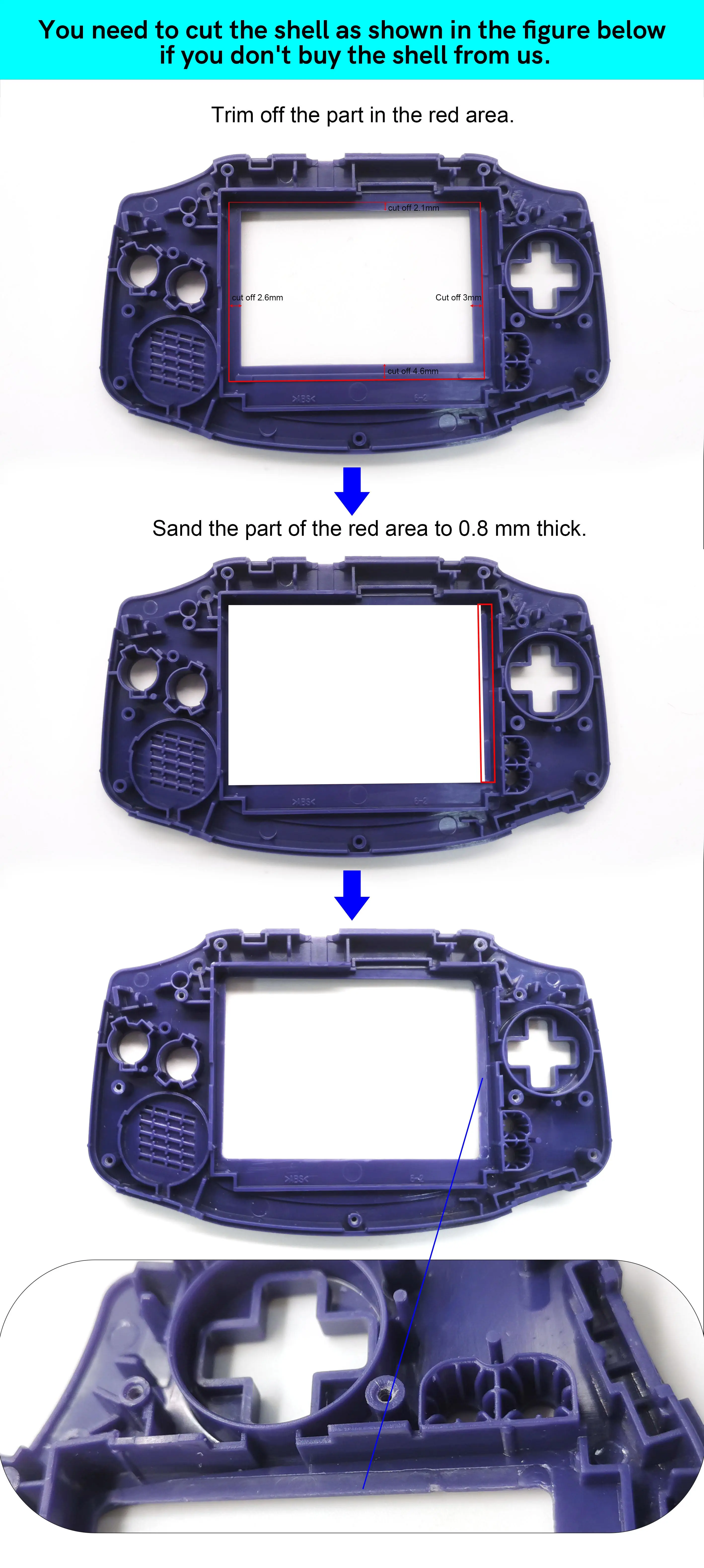 3 Inch V5 720x480 LCD Display for GBA - Easy Install
