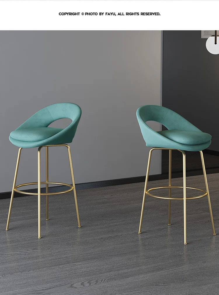 Wholesale Light Luxury Modern Bar Chairs Wrought Iron High Chairs