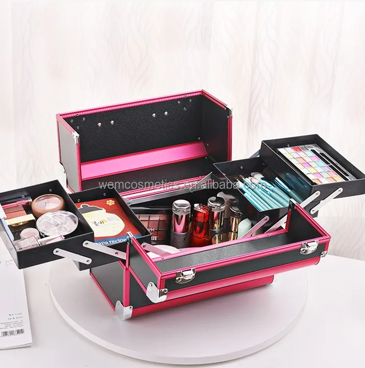 Aluminum Alloy Makeup Train Case Cosmetic Box Portable Makeup Case